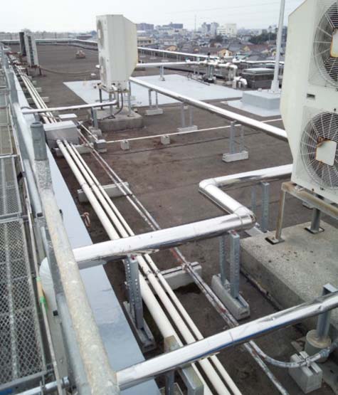 屋上 消火配管・保温施工 屋上 消火配管・保温施工